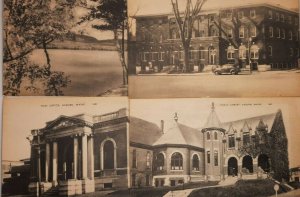 Postcard ME Auburn - set of 4 - Lake Auburn, YMCA, Post Office, Public Library