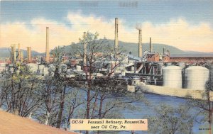 H99/ Oil City Pennsylvania Postcard Linen Pennzoil Refinery Tanks  97