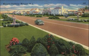 Margate New Jersey NJ Margate Parkway Linen Vintage Postcard