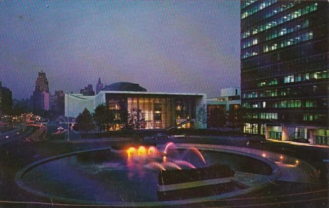 New York City United Nations Headquarters Fountain At Night