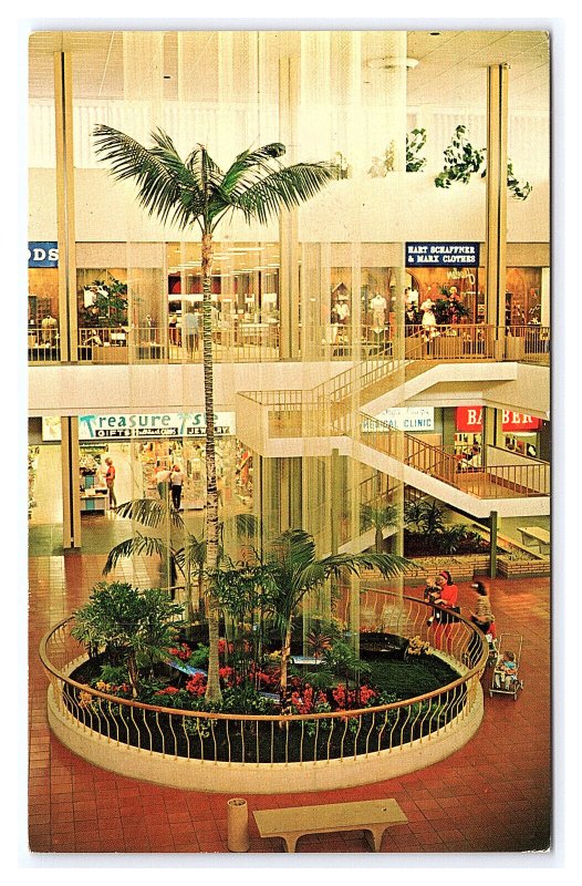 Postcard CA Canoga Park Topanga Plaza Shopping Center Rain