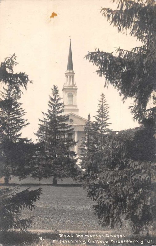 Middlebury Vermont College Church Real Photo Vintage Postcard JF235237