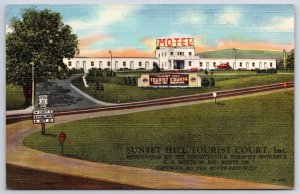 1951 Sunset Hotel Tourist Court Bedford Country Pennsylvania PA Posted Postcard