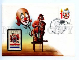 417825 Monaco 1984 year Monaco Festival clown USA stamp COVER