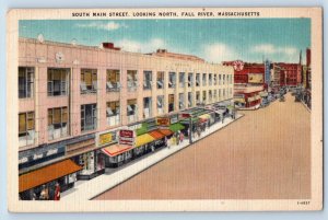 Fall River Massachusetts MA Postcard South Main Street Looking North Market 1951