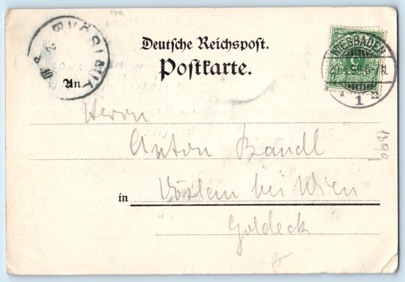 Germany Postcard Greetings from the Rathskeller Wiesbaden c1905 Antique