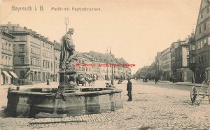 Germany, Bayreuth, Markt mit Neptunbrunnen, Water Fountain, Ernst Schmidt