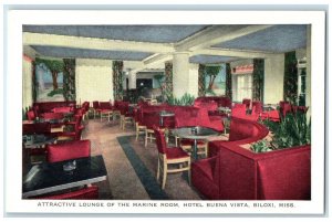 c1940's Lounge Of Marine Room Hotel Buena Vista Biloxi Mississippi MS Postcard