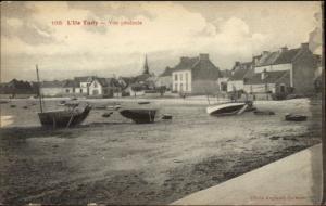 L'Ile Tudy France Boats on Beach & Bldgs c1910 Postcard