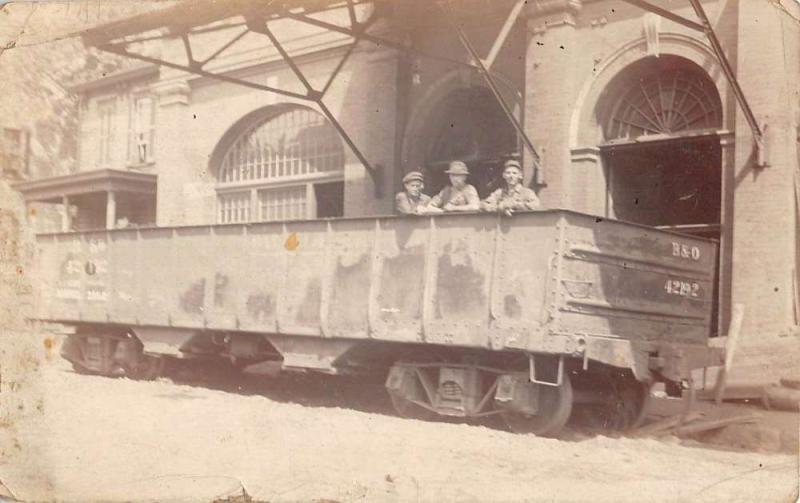 Wheeling West Virginia Men Train Trolley Mining Real Photo Postcard K88284