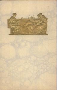 OPF Art Nouveau Roman Greco Scene Gold Embossed c1910 Postcard
