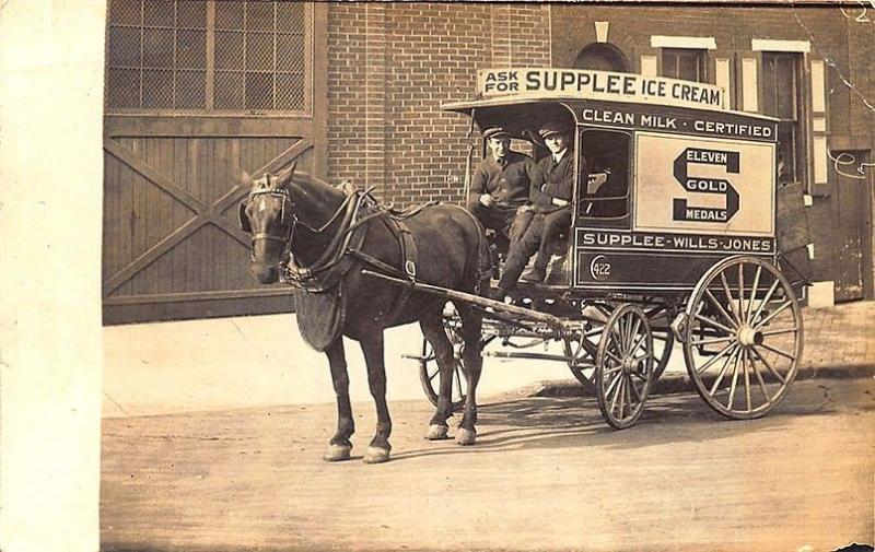 Chester PA Supplee Ice Cream Horse & Wagon Real Photo Postcard