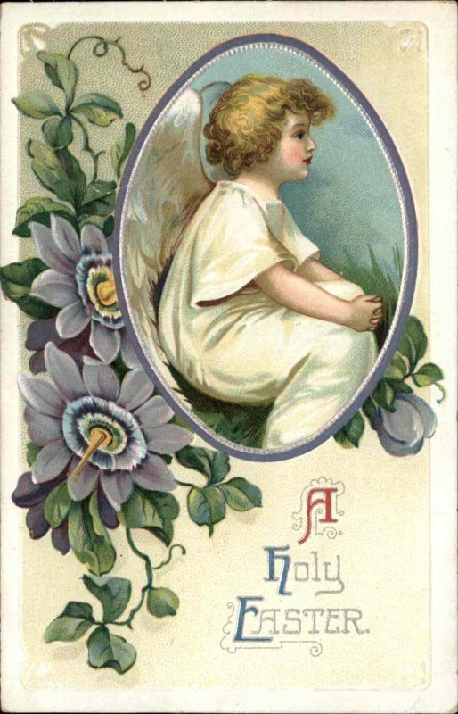 Clapsaddle ? Easter Little Girl Angel Art Nouveau Int'l Art c1910 Postcard