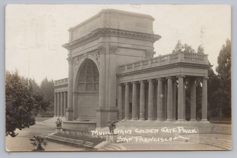 San Francisco California~Music Stam Golden Gate Park~Real Photo Postcard~RPPC