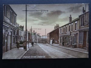 Yorkshire Mexborough SWINTON Station Street & Wood Street - Old Postcard