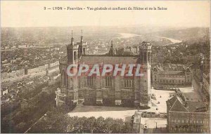 Old Postcard Fourviere Lyon Confluence and Vue Generale du Rhone and Saone