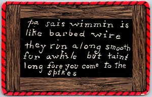 1908 Pa Sais Wimwim Is Like Barbed Wire Quotes & Saying Frame Posted Postcard