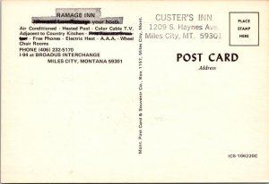 Miles City, MT Montana  RAMAGE INN  Roadside Motel  CUSTER COUNTY  4X6 Postcard