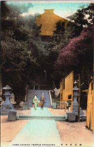 Japan Hase Kannon Temple Hase-dera Kamakura Hand Tinted Postcard C090