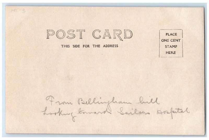 1908 Fire Disaster Billingham Hill Sailor's Hospital Chelsea MA RPPC Postcard