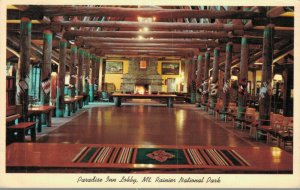 USA Paradise Inn Lobby Mt Rainier National Park Vintage Postcard 07.88