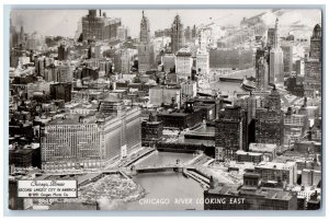 Chicago Illinois IL Postcard RPPC Photo View Of Chicago River Looking East