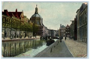 1908 River Boat Bridge Marekerk Leiden Netherlands Antique Posted Postcard