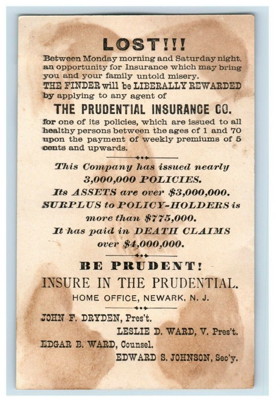 Lot Of 2 1880's-90's Prudential Insurance Co. Colorful Birds Lovely Lady P175