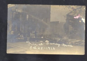 RPPC CANEY KANSAS DOWNTOWN STREET FIRE DISASTER 1910 REAL PHOTO POSTCARD