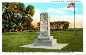 Nebraska Kearney Monument At Site Of Old Fort Kearney Curteich