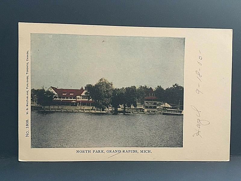 Postcard Antique View of North Park in Grand Rapids, MI   U2