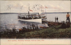 Delavan Lake Wisconsin WI Boat Landing Assembly Grounds c1910 Postcard