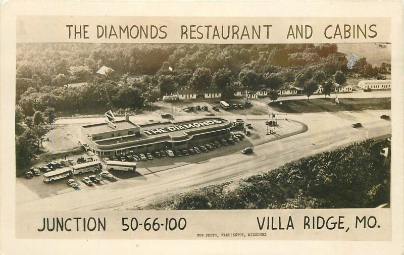 Postcard RPPC Missouri Villa Ridge Diamonds Resort Cabins Birdseye 23-12858