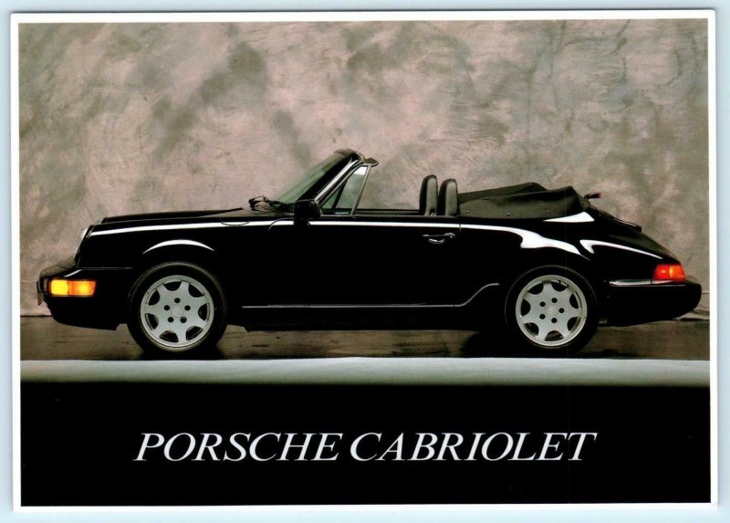 Automobile 1990 PORSCHE CABRIOLET ~ Black Convertible Car 5x7 1992 Postcard