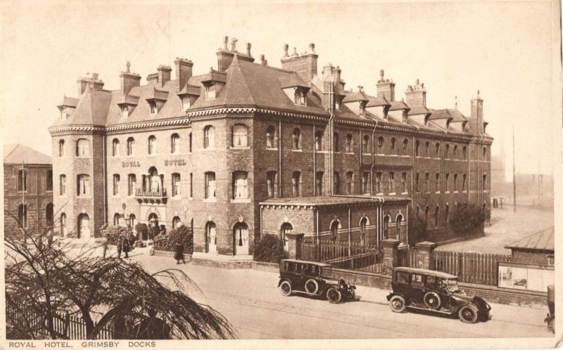 Royal Hotel Grimsby Docks Telegram Transport Old Postcard