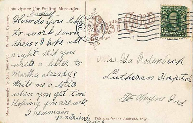 Calhoun St. North from Wayne St. Fort Wayne Indiana IN 1908 Divided Back