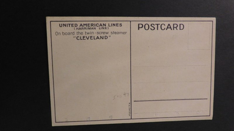 Mint Ship Postcard S.S. Cleveland United American Lines Harriman Line twin-screw