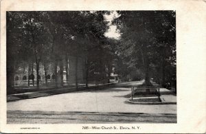Postcard NY Elmira West Church St. Streetcar Tracks - Duplex Cancel 1908 M25