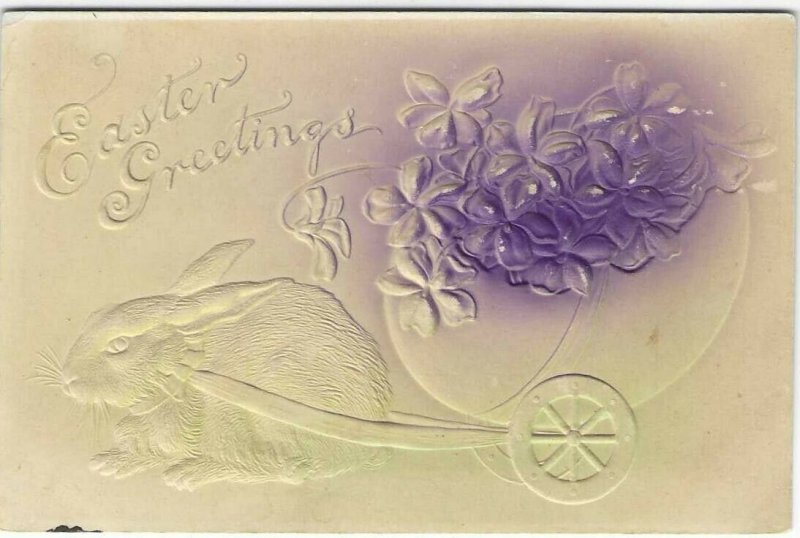 1907-15 Vintage Easter Greetings Embossed Floral Divided Back Holiday Postcard 