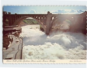 Postcard Lower Falls of the Spokane River under Monroe Bridge, Spokane, WA