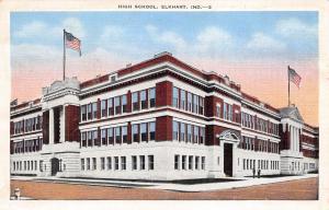 Elkhart Indiana 1930s White Border Postcard High School