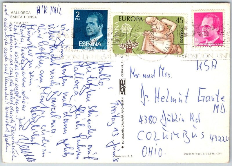 Mallorca Spain Continental Postcard Santa Ponsa Beach Bathers