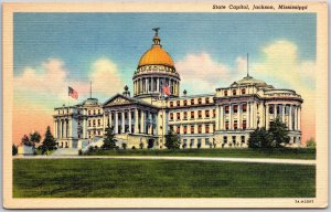 Jackson Mississippi MS, Greenfield, State Capitol Building, Vintage Postcard