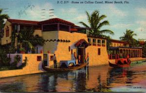 Florida Miami Beach Beautiful Residence On Collins Canal 1954 Curteich