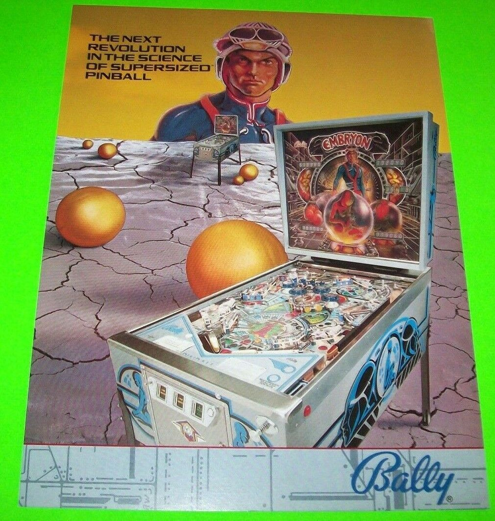 Bally Embryon Pinball FLYER Original NOS 1981 Game Artwork Sheet Space