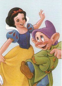 The Art of Disney. Snow white and Dopey 2005 USPS stamped PC. Size 15 x 10.5 c