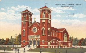 Waterloo Iowa~Sacred Heart Catholic Church~1916 Postcard