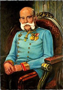 VINTAGE CONTINENTAL SIZE POSTCARD PORTRAIT OF FRANZ JOSPEH I KAISER OF AUSTRIA