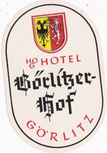 Germany Goerlitz Ho Hotel Goerlitzer Hof Vintage Luggage Label sk2922