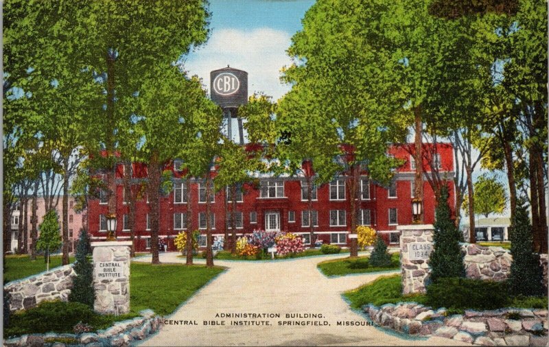 Administration Building Central Bible Institute Springfield MO Postcard PC377